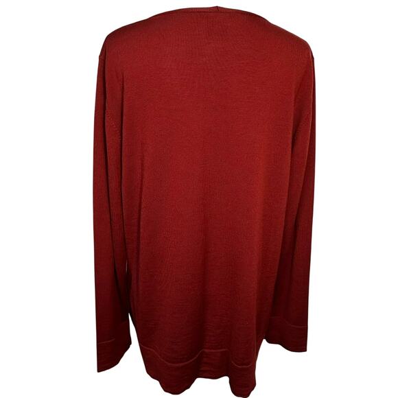 MARINA RINALDI Women's Large Rust Brown 100% New Wool Soft Knit Pullover Sweater - Picture 2 of 8